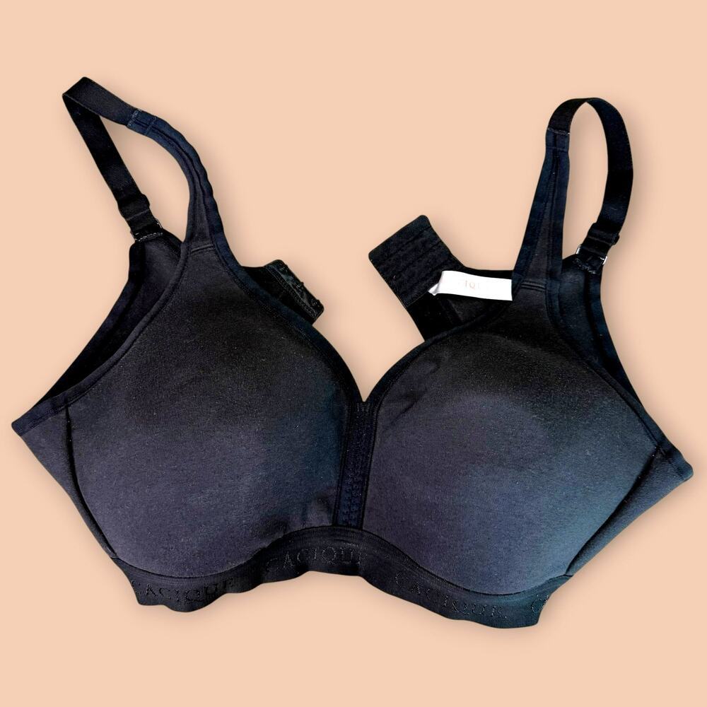 Cacique Black Lightly Lined Full Coverage Wireless Knit Bra Size 42C Seamless